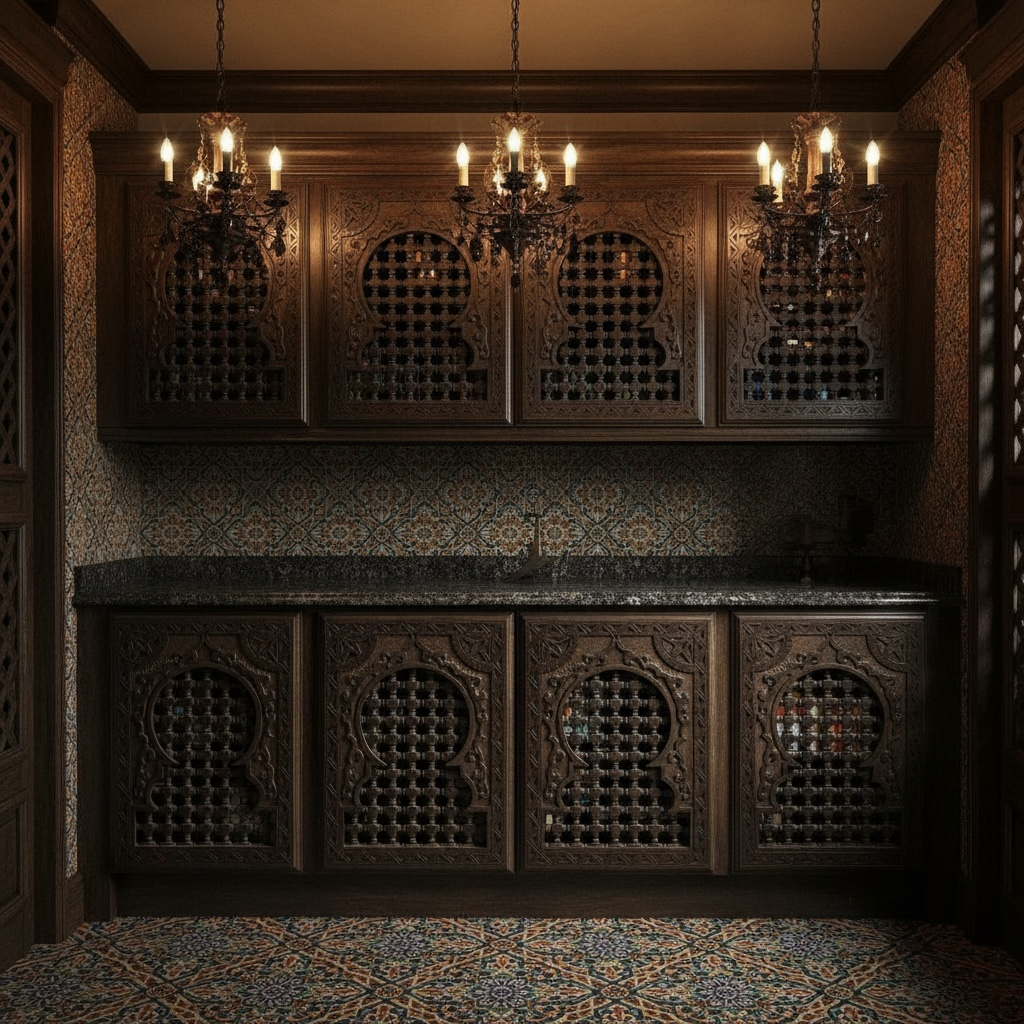 Moorish custom kitchen cabinets