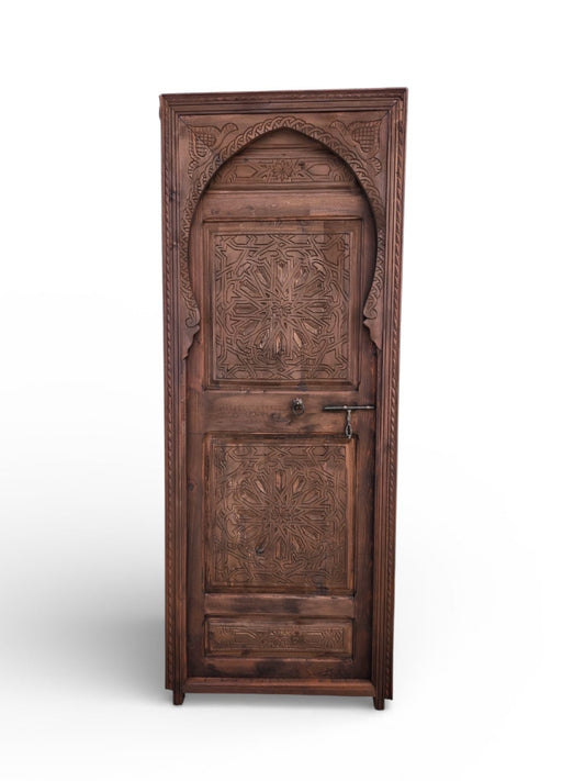 Decorative Fez door with intricate patterns and vibrant colors, showcasing traditional Moroccan design by My Store.