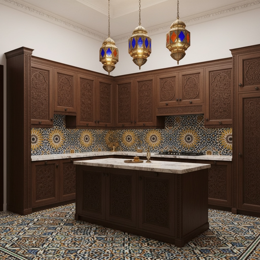 Marrakech riad custom kitchen cabinets