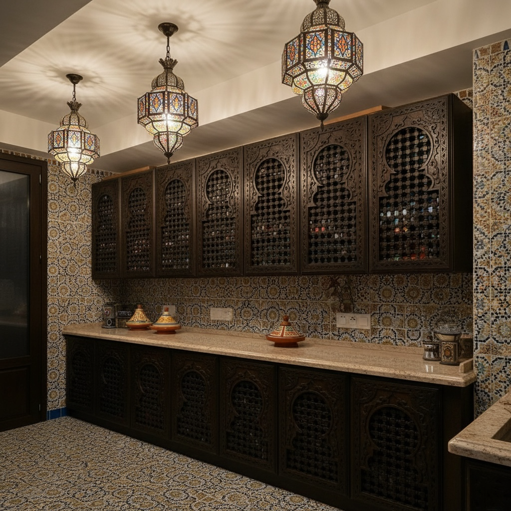 Moorish custom kitchen cabinets