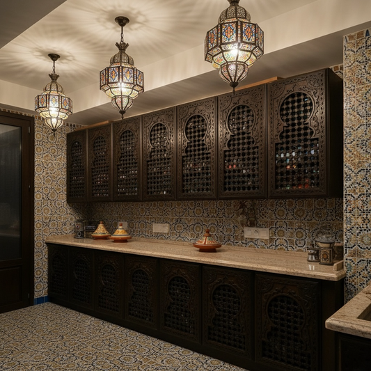 Moorish custom kitchen cabinets