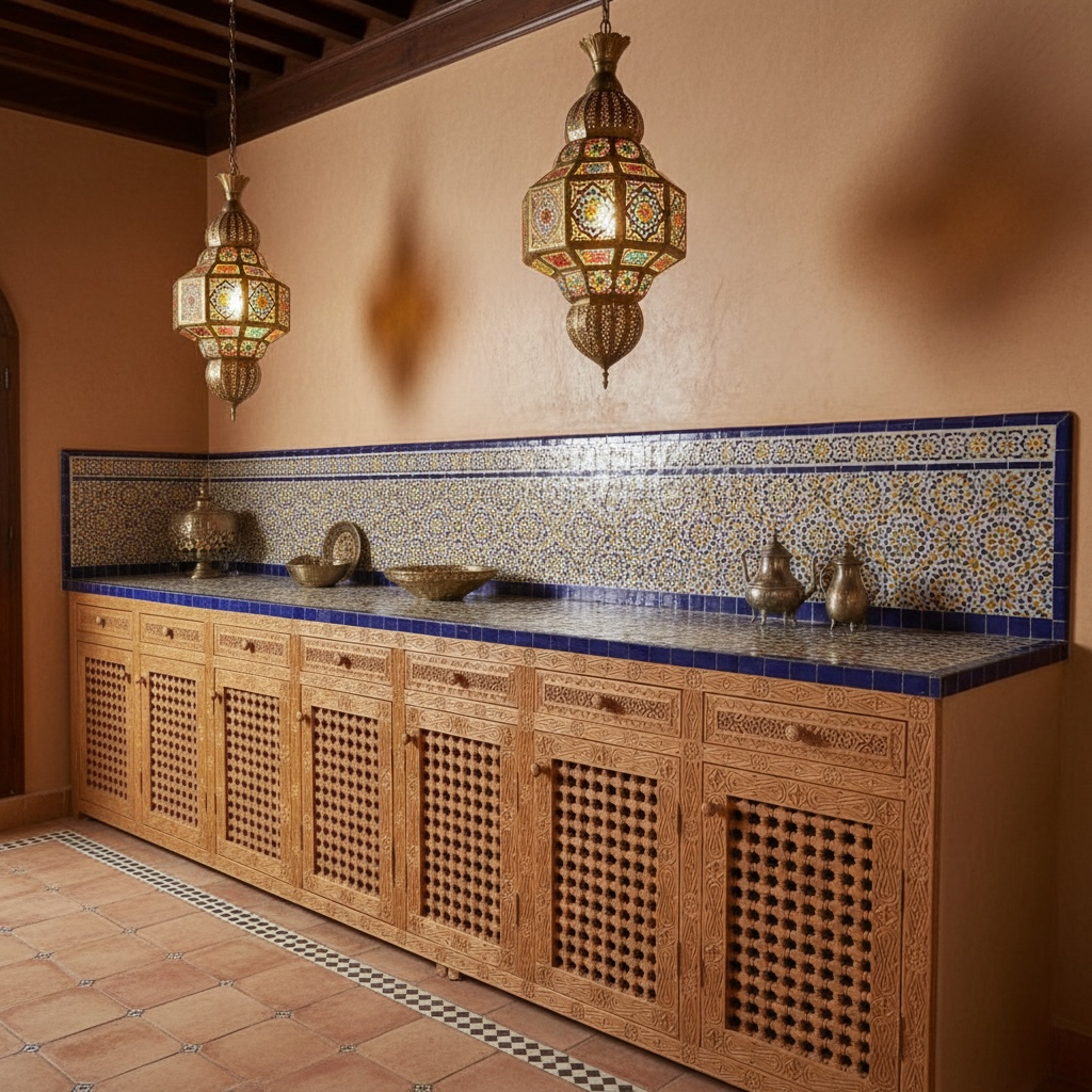 Granada moorish kitchen Custom cabinet