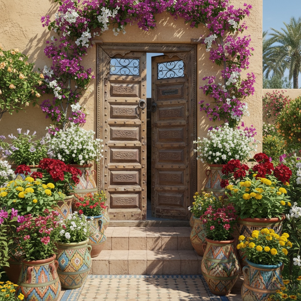 Vintage Albassin Moroccan door with intricate carvings and antique finish, showcasing traditional craftsmanship.