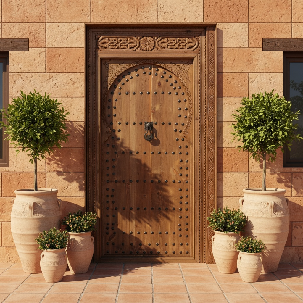 Moroccan Marrakech riad door with intricate traditional patterns and vibrant colors, showcasing cultural craftsmanship.